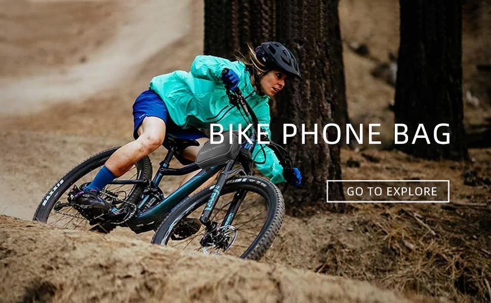 ROCKBROS Bike Bag Waterproof Top Tube Phone Bag Front Frame Mountain Bicycle Touch Screen Cell Phone Holder Pouch Ebike