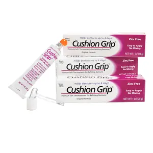 Cushion Grip Thermoplastic Denture Adhesive, 1 oz (3-Pack) – Refits & Tightens Loose Dentures
