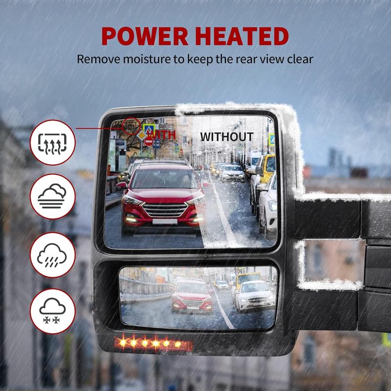 YITAMOTOR Towing Mirrors Car Accessories for Ford F150 Power Heated with LED Signal and Puddle Light Tow Mirrors (Pair set), Replacement for 2007-2014 Ford F150 Series Pickup