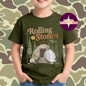 YOUTH & ADULT Rolling Stones Shirt, He Is Risen Christian Shirt, Christian Graphic Jesus T-Shirt, toddler boy clothing