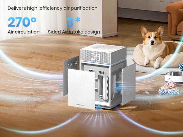 Air Purifiers PB6866 for Large Room Up to 3600 ft² with PM2.5 Air Quality Monitor, Auto Mode, Three-Sided Air Intake H13 HEPA Filter—Air Cleaner for Pet Hair Dander Odor Allergies Pollutant, Quiet Casters Design#TikTokShopBlackFriday