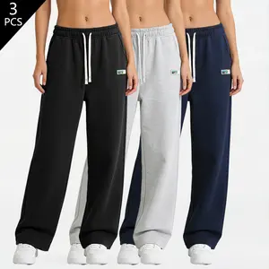 Women's 3-Piece Knit Jogger Pants Set for Autumn/Winter - Trendy, Versatile, Loose Fit with Drawstring Waist & Side Pockets - Soft, Comfortable, Casual Athletic Loungewear