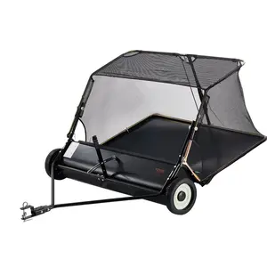 52 Inch Lawn Sweeper Tow Behind, 26 cu.ft. Large Pull Behind Grass Sweeper, Heavy Duty Leaf & Grass Collector with Dumping Rope Design, Adjustable Sweeping Height for Picking Up Debris & Grass