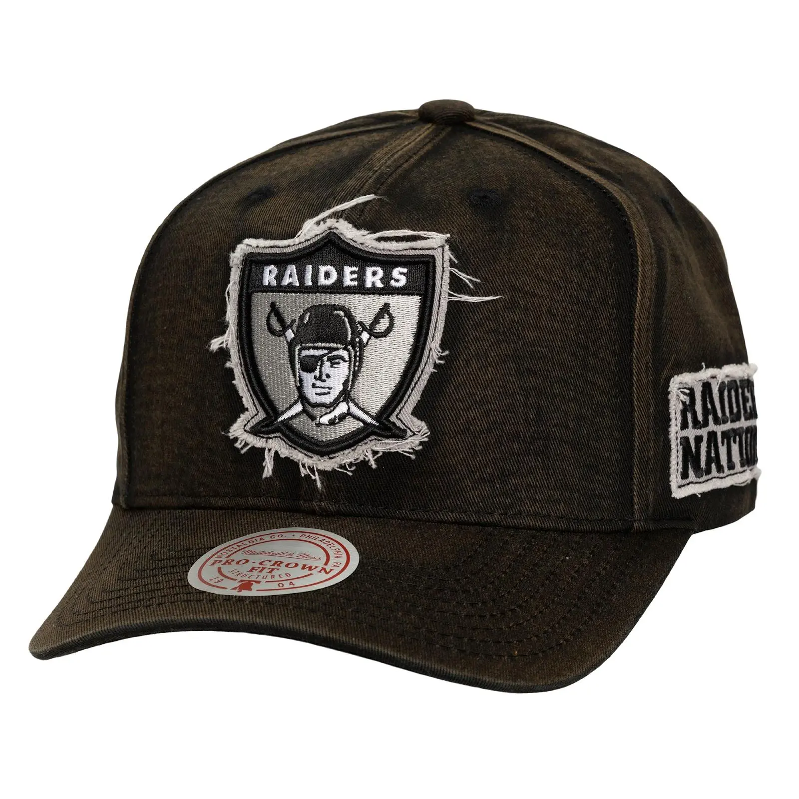 Oakland Raiders Black Downtown Pro Crown Snapback Hat, Unisex Casual Cotton Graphic Hat with Regular Fit