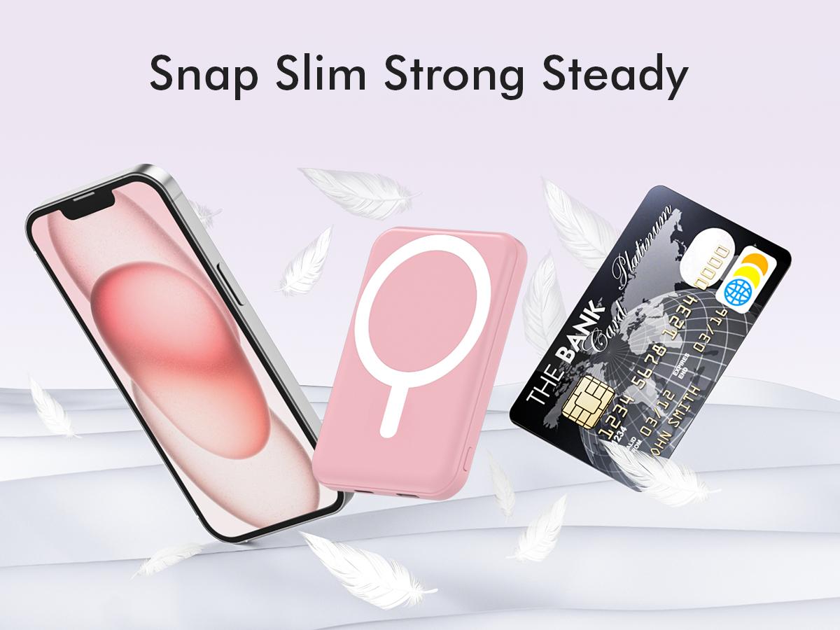 Podoru MagSafe Battery Pack, 5000mAh Magnetic Wireless Power Bank, Fast Charging Portable Charger for iPhone 17/16/15/14/13/12 All Series