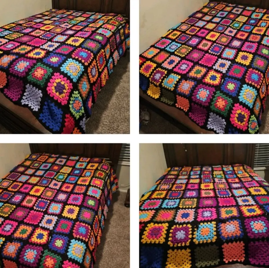 Multicolor Granny Square Handmade Blanket - Vibrant Handcrafted Throw for Cozy Home Decor