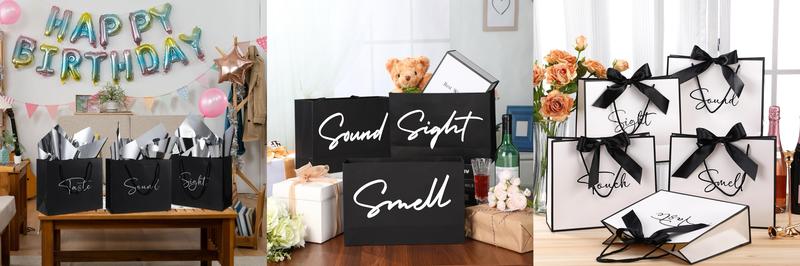 Valentines 5 senses Gift Bags for Her Sight Smell Touch Taste Sound Goodie Bags with Handles Tissue Paper,Birthday Party Gift Idea,Present Wrappings for Girlfriend Couple,Galentine's Day Mother's Day Birthday Wedding Party Gift,Valentine Gift Exchange