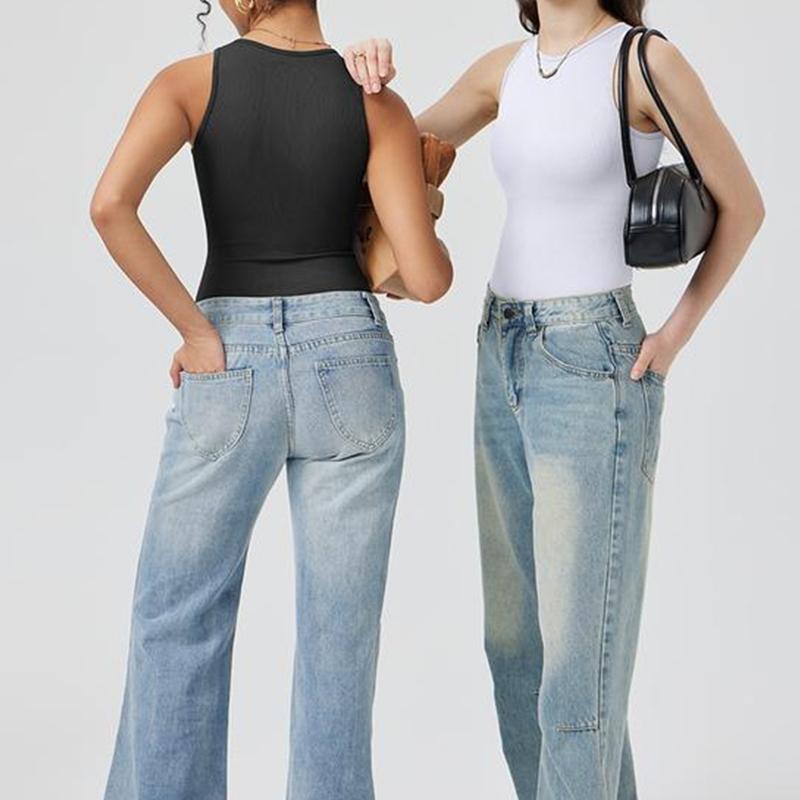 Women's Sexy Ribbed High Crew Neck Sleeveless Bodysuit  Trendy