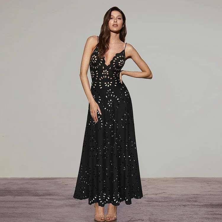 Jointlycreating Women's One Piece Swimsuit & Skirt Laser Cutting Flower Hollow Swimwear Summer Deep V Neck Bathing Suit in Red Navy Black