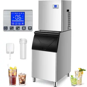 TECSPACE Commercial Ice Maker Machine 344LBS/24H with 165LBS Large Storage Bin, Industrial Ice Machine 24H Smart Appointment Scheldluing Ice Making for Restaurant/Bar/Cafe, Ice Ready in 15 mins frigidaire ice maker ice  makers espresso  machines
