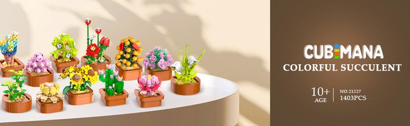 12 Pack Succulent Flowers Mini Building Set – 1403PCS Botanical Model Kit, Magnetic Blocks Plant Collection for Home Décor, Easter, Mother’s Day & Birthday Gifts (Ages 10+)