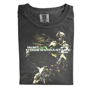 Call Of Duty Modern Warfare 2 Graphic T-Shirt, Tactical Soldier Battlefield Poster Style Artwork, Unisex Streetwear Tee For FPS Shooter Gamers, Retro Military Game Outfit