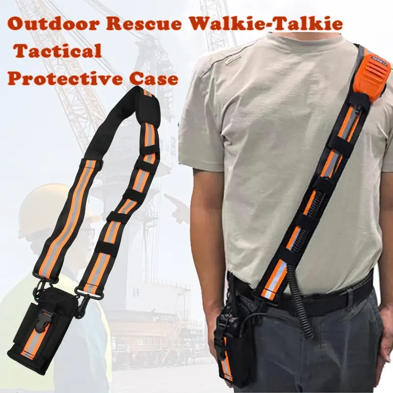 Firefighting Tactical Shoulder Strap Harness, Rescue Team Rescue Ready Walkie Talkie Backpack, Universal Compact Adjustable Shoulder Strap Radio Pouch, Walkie Talkie Holster For Portable Radio Holder Protective Case Protection