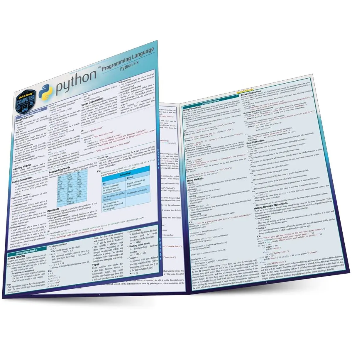 Python Programming Language QuickStudy Laminated Reference Guide Pamphlet – May 1, 2019