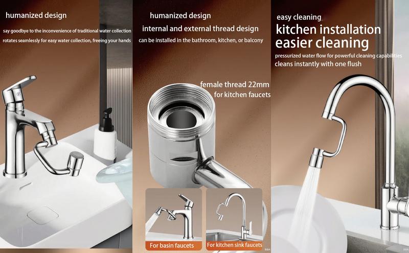 extender aerator faucet Universal Sink Faucet 1440° Rotatable Aerator Extension U Shaped Extender for Toddlers 2 Modes Adjustable Flexiflow 1080° Rotating for Bathroom Kitchen Silver