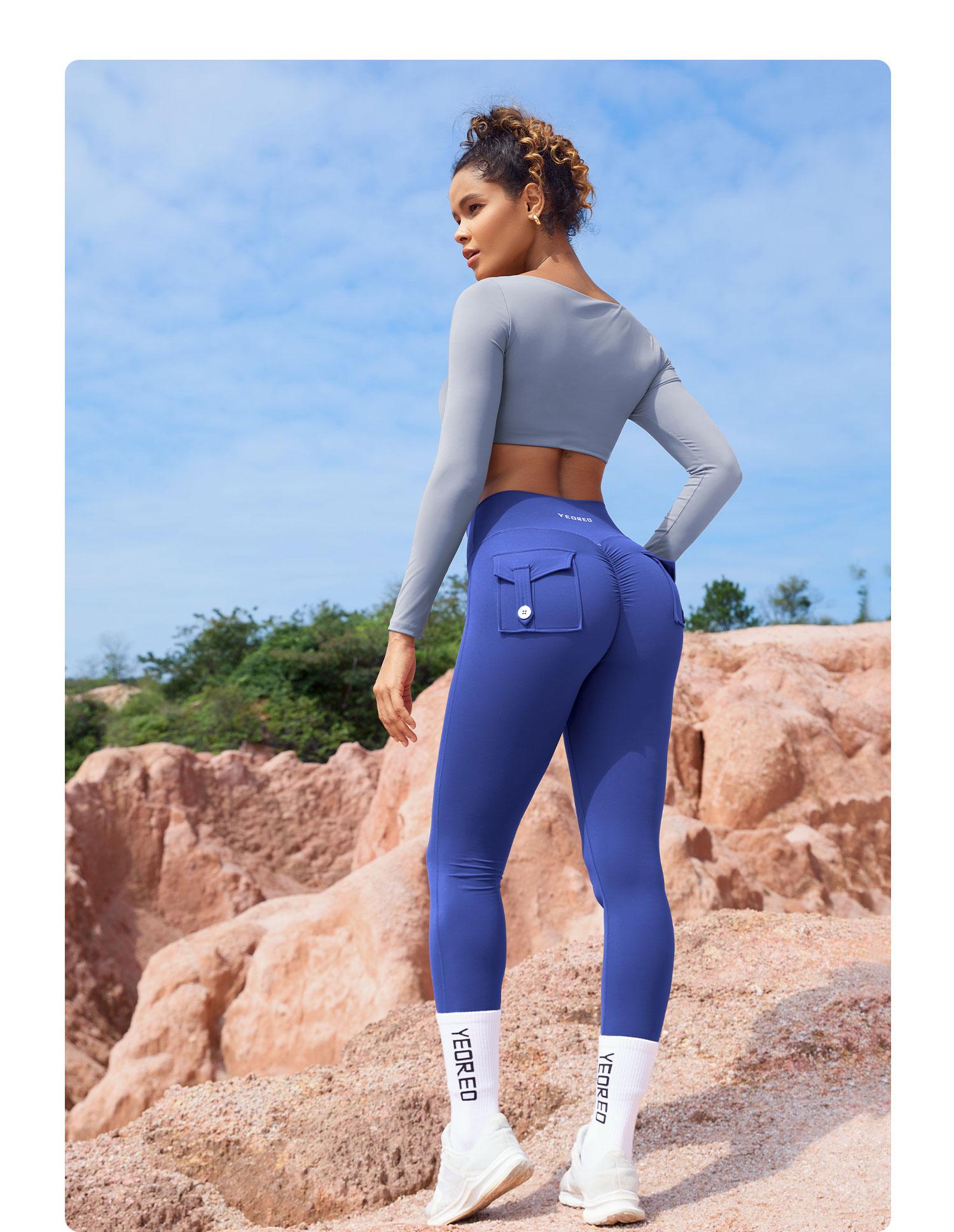 YEOREO CoreFlex Leggings with Pockets for Women Charm Scrunch Workout Leggings V Cross Waist Butt Lifting Gym Yoga Pants SpringStatements