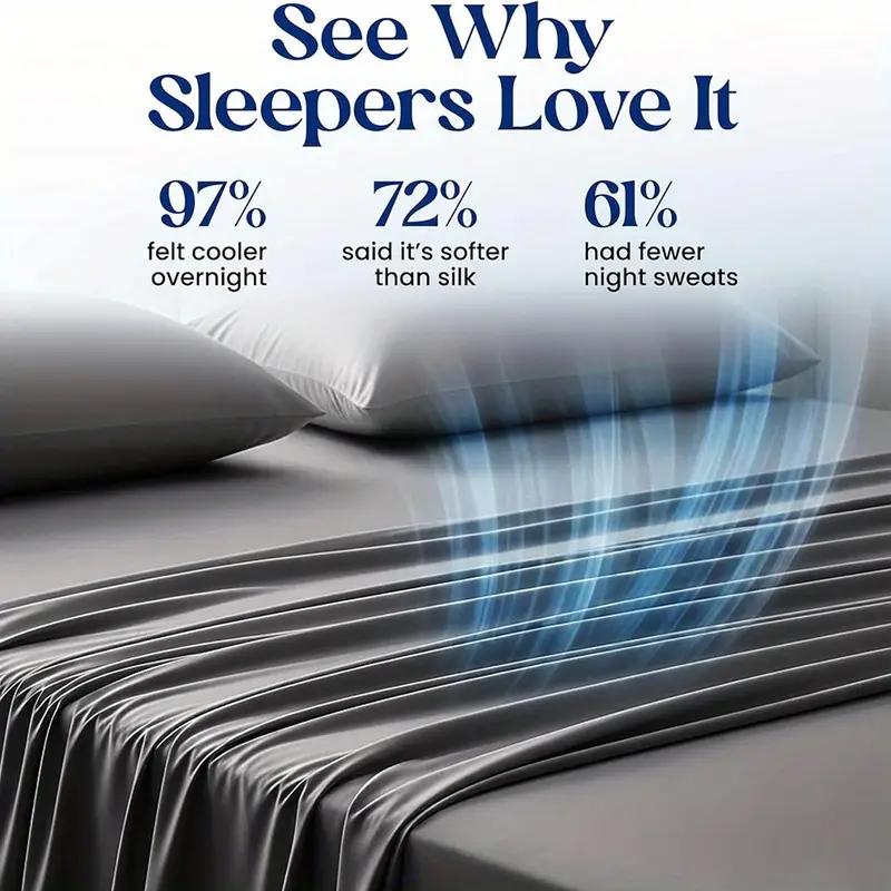 Cooling Sheets - Extra Deep Pocket Bed Sheet Set - Twin Full Queen King Sizes - Breathable Cooling Fabric - Hotel Soft Wrinkle Free - 4 Piece Complete Set - Secure Fit - Durable Easy Care Cooling Sheets - Extra Deep Pocket Bed Sheet Set - Twin Full Queen King Sizes - Breathable Cooling Fabric - Hotel Soft Wrinkle Free - 4 Piece Complete Set - Secure Fit - Durable Easy Care