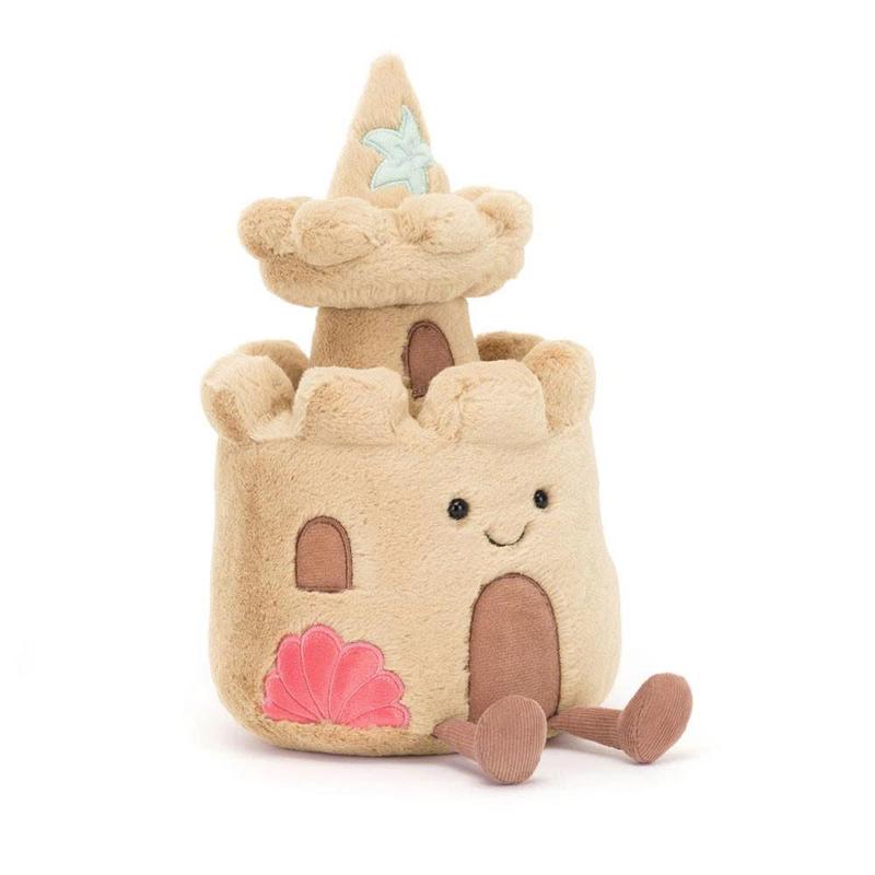 JellyCat Cute Sandcastle Plush Toy with Smiling Face and Dangling Legs Soft Cuddly Material Perfect for All Ages
