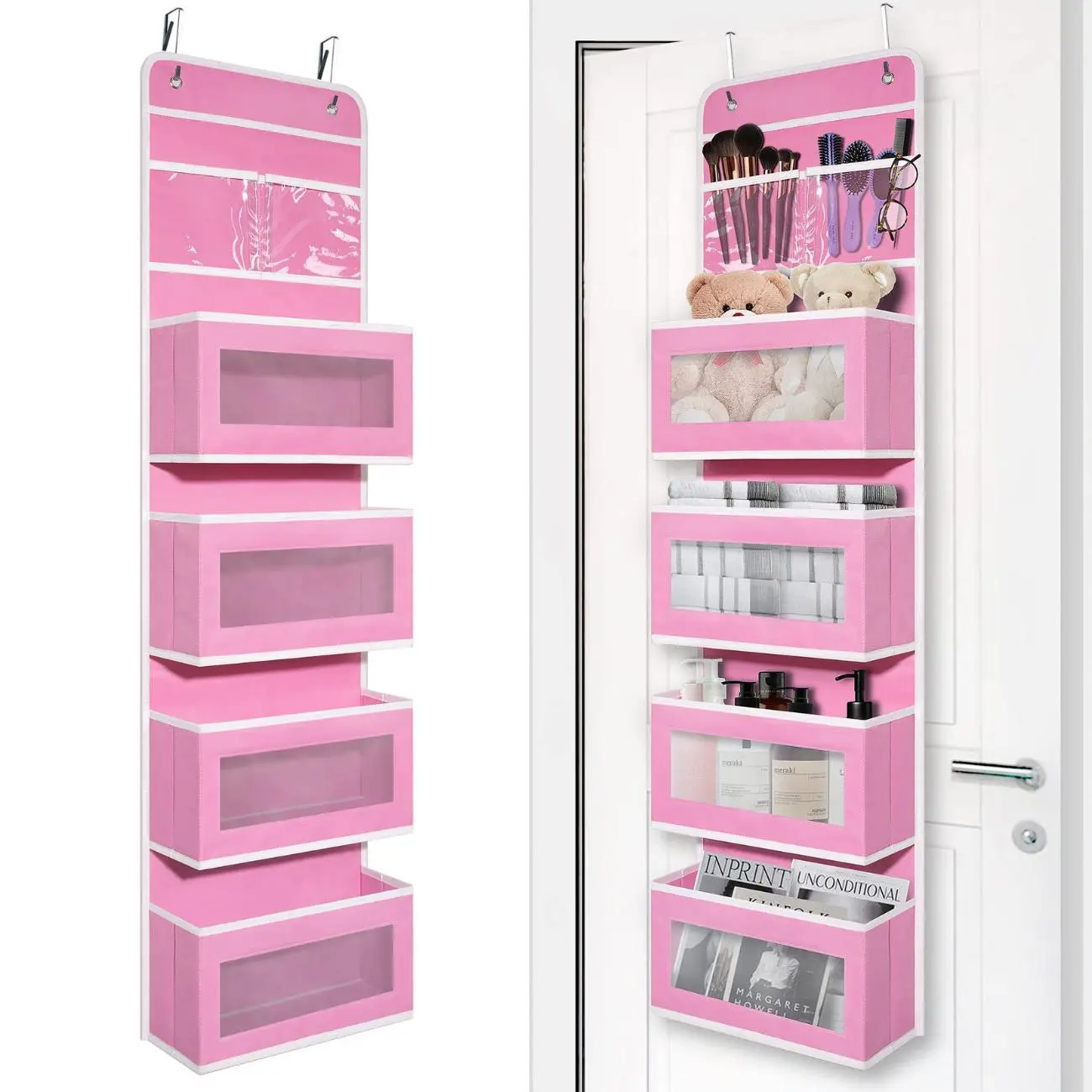 Heavy Duty Over Door Wall-Mount Hanging Organizer with 4 Large-Capacity Pockets, Eco-Friendly Modern Storage Organization for Closet, Bathroom, Cosmetic Makeup Storage Bag, Mothers Day Gift