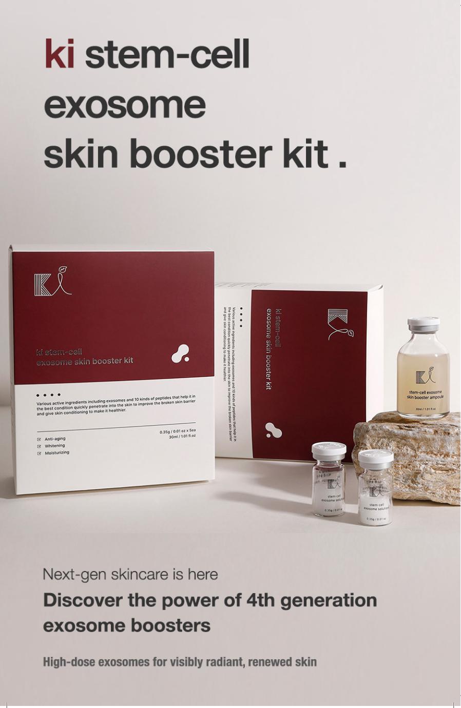 KI Stem-Cell Exosome Booster Kit + 5 Akatsuki White tomato Masks - Anti-Aging & Brightening Ampoule Set with Exosome Solution & Syringe for Radiant Skin Skincare Set Serum Essence