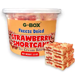 G-BOX Freeze Dried Ice Cream| Crunch Strawberry Shortcake Ice Cream Bites - Perfect for Camping, Outdoor, and Party - Air-tight Sealed in a Deli Container (3.5 OZ Strawberry Shortcake)