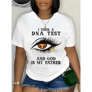 Trendy leisure plus size eye letter print t shirt casual short sleeve top for spring summer womens plus size clothing white,summervibes