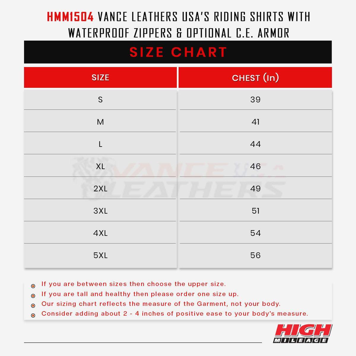 Vance Leathers Inc Men's Armored Motorcycle Flannel Shirt, Waterproof Storage Pockets, Kevlar Reinforcement, Multiple Design Features - Collar Cotton Protective Shell