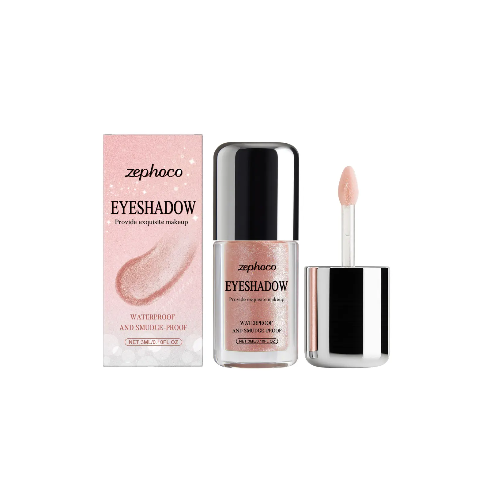 Shimmer Nude Pink Liquid Eyeshadow Cosmetic - Single Item, Fine Shimmer, No Fallout, Gentle, Blendable, Long-Wear, Quick-Drying, Non-Fading, Non-Smudging, Long Lasting