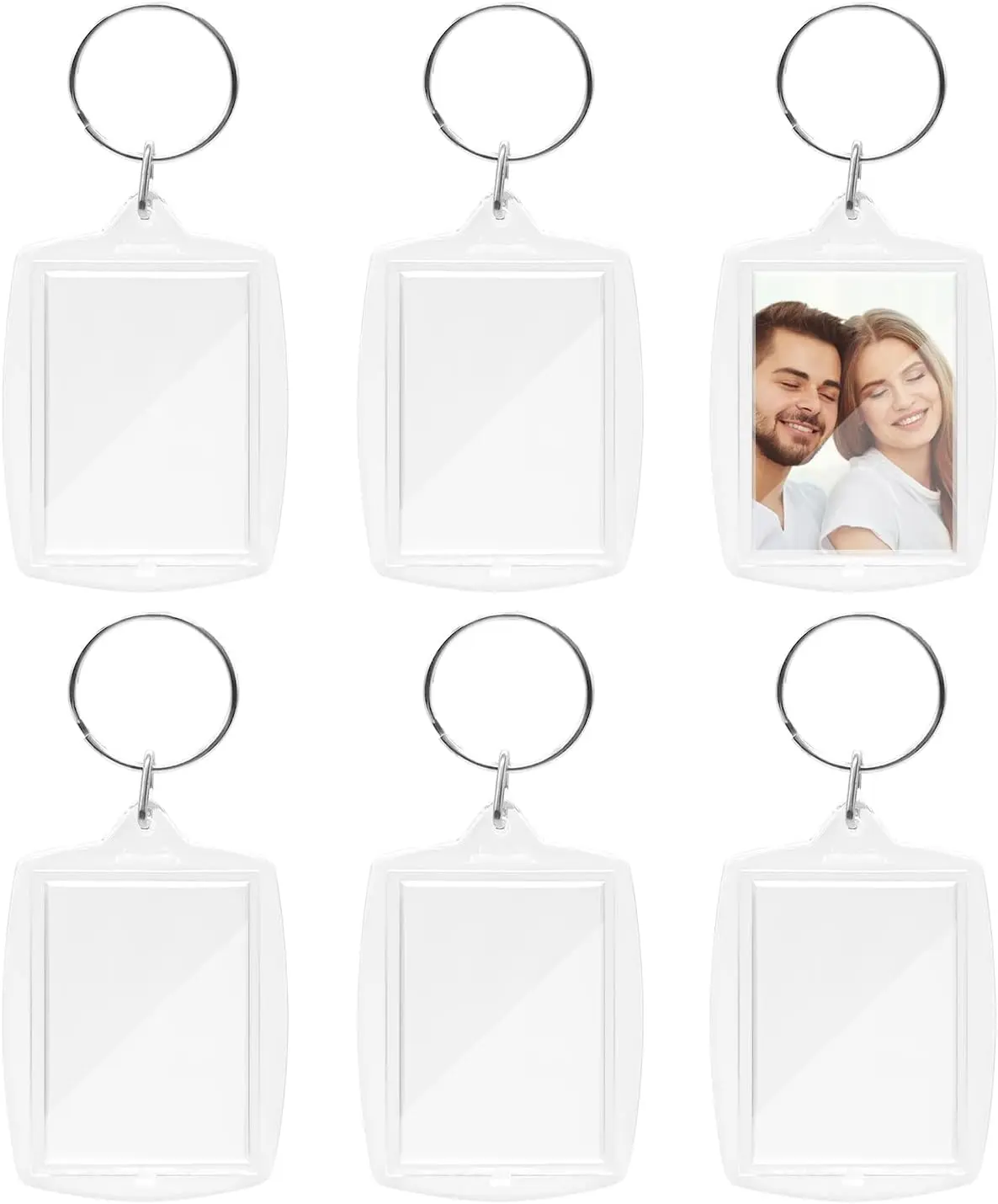 6pcs Clear Double Sided Blank Picture Keychains