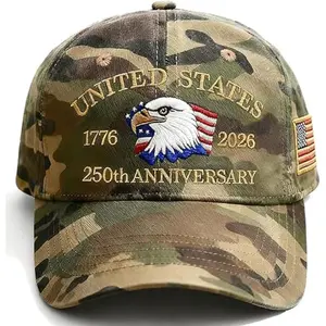 USA 250th Anniversary Hat – Patriotic Embroidered Adjustable Retro Washed Baseball Cap