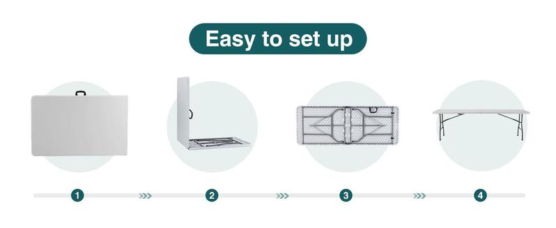 Folding Table Outdoor Indoor Heavy Duty Portable Table with Carrying Handle for Camping Picnic Party