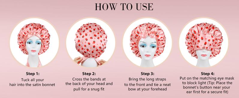 SeSe Code Satin Hair Bonnet for Sleeping with Detachable Eye Mask - Non-Slip Hair Wrap for Curly Hair