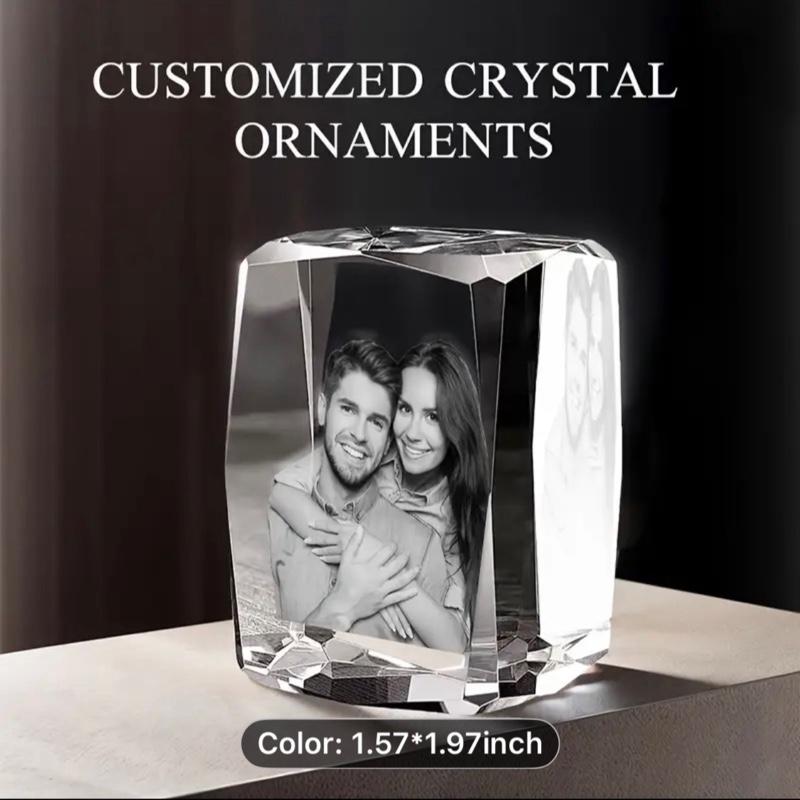 GANOVA 3D Crystal Photo Frame with Laser Engraving - ized with Your Own Photo & Text, Custom Name/Message, Horizontal/Vertical Display, Desktop Picture Frame for Birthdays,, Valentines - Gift for Women, Men, Pets -