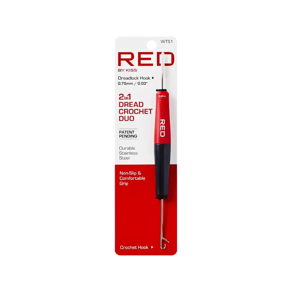 RED by KISS 2-in-1 Locs Crochet Duo - Professional Dreadlock Locking & Interlocking Tool, Durable Stainless Steel, Available in 1, 2, or 3 Prongs