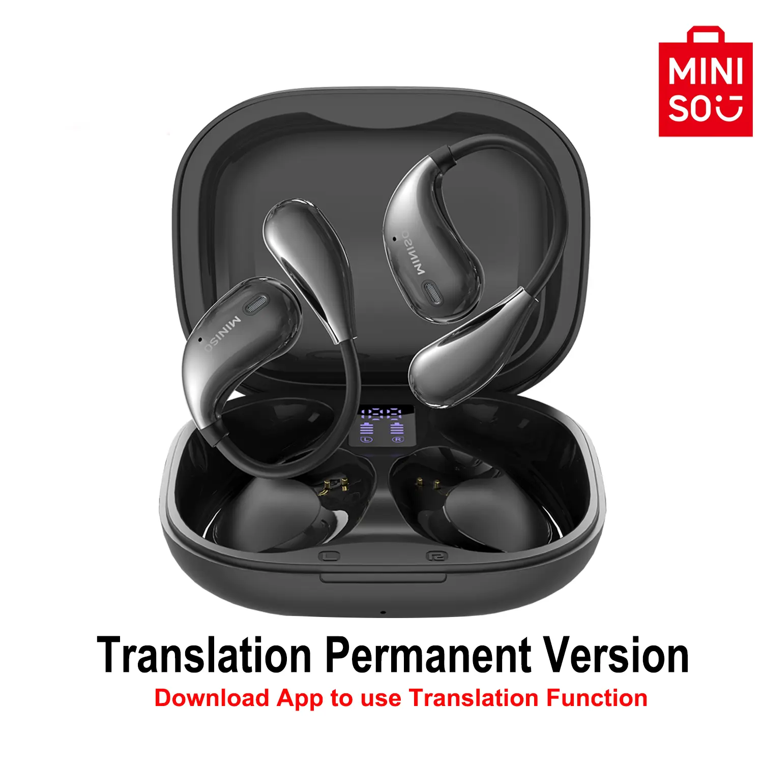MINISO X33 Translation Wireless Earbuds, Open-Ear BT 6.0 Headset, Open Design Earbuds, Supports 134 Languages, Real-time Translation Headset (App Required), Gaming BT Earphones with Hi-Fi Sound, Compatible with Android & iOS, True Wireless Earbuds