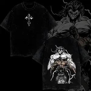 Baki Hanma Evolution Tshirt Oversized y2k Vintage acid Washed Anime Graphic hot premium Tee for fans - Unisex Cotton Shortsleeve soft Casual T-Shirt - Heavyweight Crewneck Menswear, streetwear Apparel