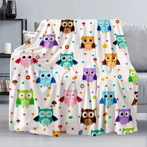 Aura Blankets Cute Owl Series Printed Blanket for Sofa Bed Travel Camping Living Room Office Conditioning Blanket for All Seasons Gifts