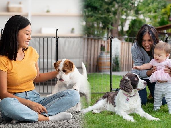FXW MiniPaws Unleashed Dog Playpen, Indoor Exercise Pen with Expandable & Portable Design, 20"/24"/32" Height, 6/8/16 Panels, for Puppies and Small & Medium Dogs, Black