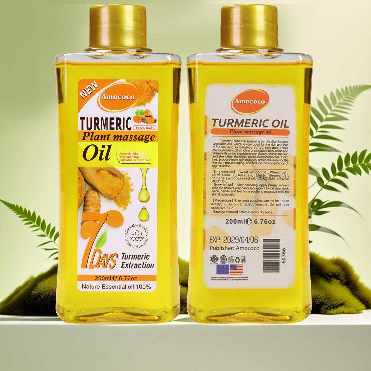 Turmeric massage oil, 16 ounces of pure natural turmeric honey body oil, hydrotherapy massage oil, can be used on the face, legs, hands, and back, suitable for all skin types, fragrant, suitable for both men and women
