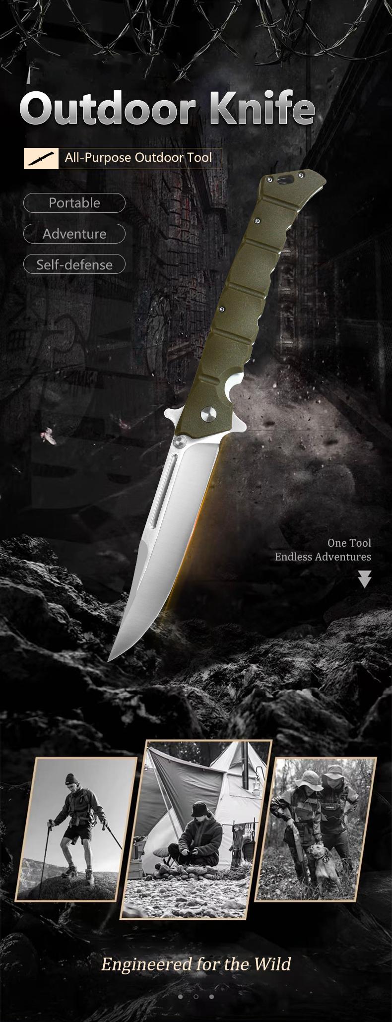 Multifunctional Outdoor Knife,Folding Knife for Camping/Hiking,Non-Slip Grip Knife,Lightweight Compact Knife for EDC,Multifunctional Tool, Men's gift