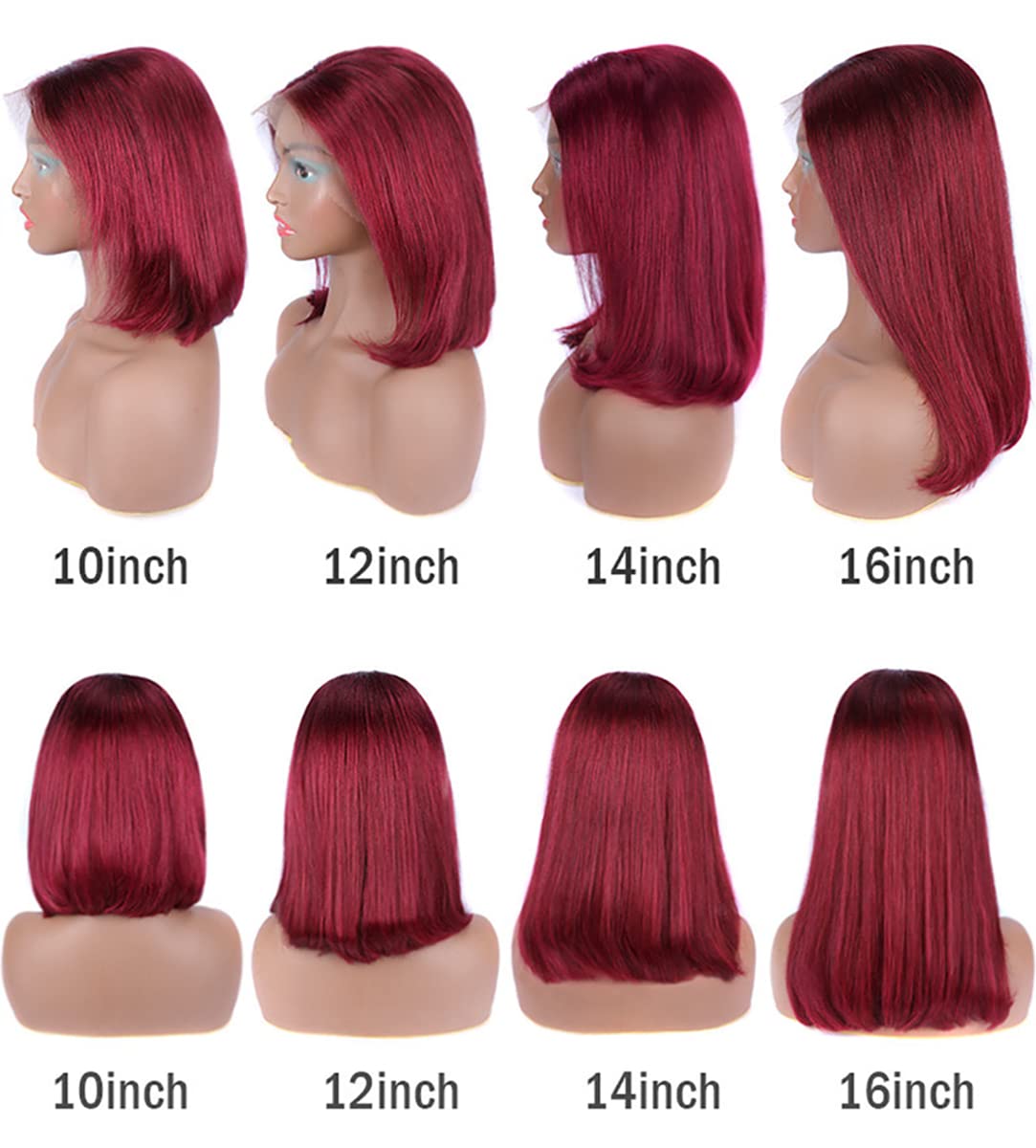 Bob Wig Human Hair 13x4 HD Lace Frontal Short Straight Lace Front Bob Wigs for Black Women Human Hair Pre Plucked Glueless Side Part 180% Density Wine Red 99J Burgundy Color 12 Inch Bob Wig Human Hair 13x4 HD Lace Frontal Short Straight Lace Front Bob Wigs for Black Women Human Hair Pre Plucked Glueless Side Part 180% Density Wine Red 99J Burgundy Color 12 Inch
