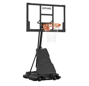 Cofiyard 48-inch shatterproof backboard outdoor basketball hoop, 5.25 - 10 feet high portable basketball hoop, equipped with sandbags, adjustable castor basketball door, for adult family use
