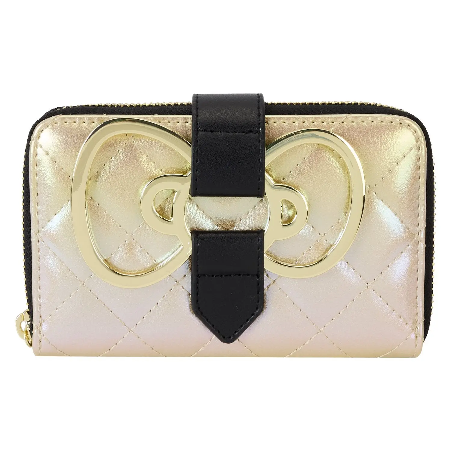 Loungefly Sanrio 50th Anniversary Gold Zip-Around Wallet, Fashionable Wallet, Quilted Wallet
