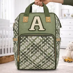 Personalized Green Diaper Bag Backpack with Monogram
