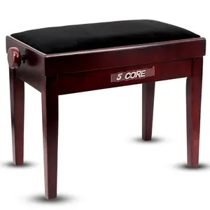 5 Core Adjustable Piano Bench Thick 3.25" Solid Wood Keyboard Stool Heavy Duty Musician Chair