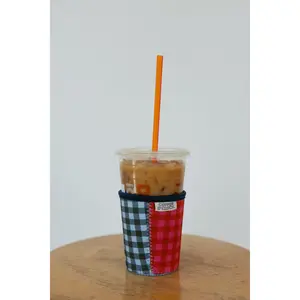 Coffee O'Clock Gingham Coffee Drink Sleeve