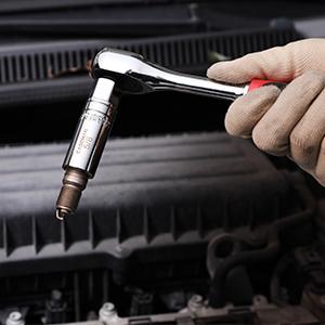 CASOMAN 10PCS 3/8"Drive Magnetic Spark Plug Socket Set, 6PT&12PT, Include Extension Bar, Universal Joint & Spark Plug Gapper, CR-V Steel