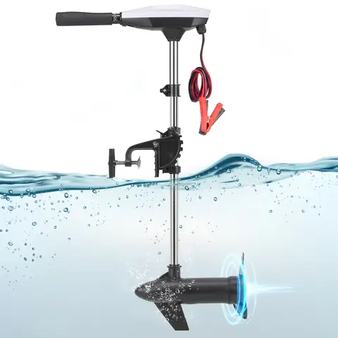 BODIOO 55lb Thrust Trolling Motor - Quiet 55 lbs Power, 30-Inch Adjustable Shaft, 8-Speed, 6-In Telescopic Handle, LED Battery Gauge, No Panic Feature, 24 lbs Capacity, Freshwater Transom-Mounted for Kayaking Cruising Fishing (Fiberglass/Plastic, White)