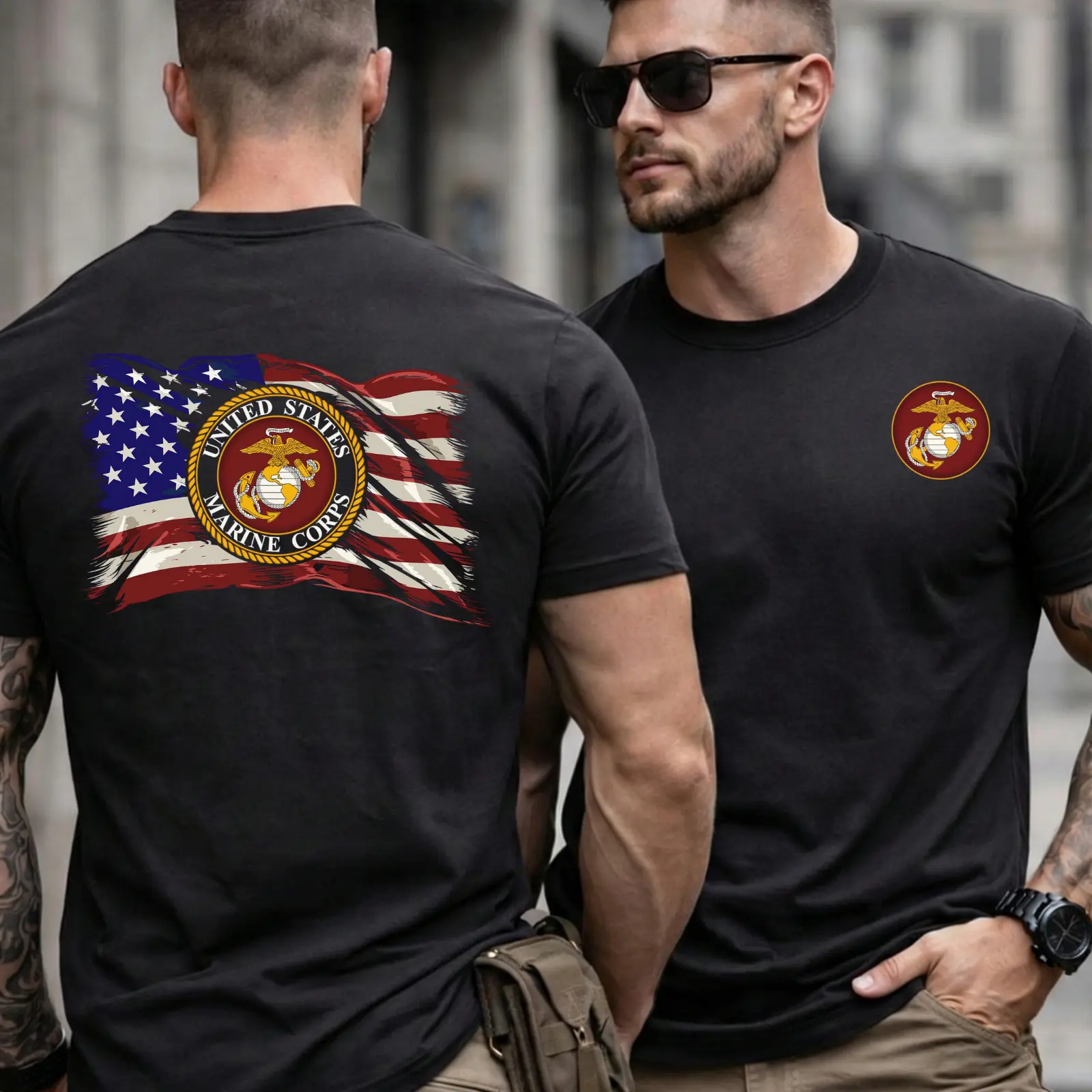 USMC Graphic T-Shirt and Hoodie, Men's Patriotic Military Quote Top, Soft Cotton Fabric Street Style, Relaxed Unisex Fit, Vibe, Tee, All Season