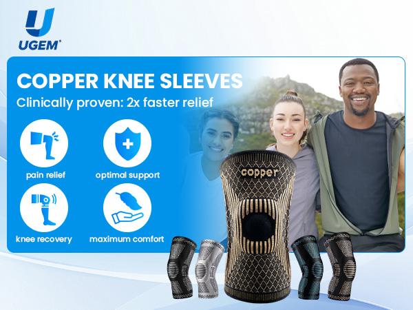 2026 NEW Copper Knee Braces for Knee Pain (2 Pack), UGEM Compression Knee Sleeves with Patella Gel Pad & Side Stabilizers, Workout Sports Knee Support for Men & Women, Meniscus Tear, ACL & Arthritis Relief